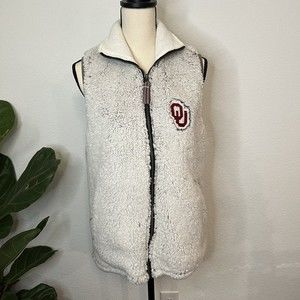 University of Oklahoma OU Sooners Vest Women Size Small Faux Fur